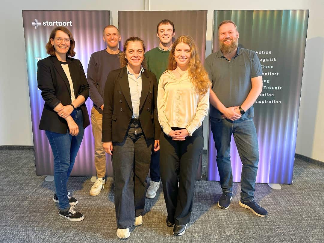 Kickoff „CellPort“ bei startport (v. l. n. r.): Andrea Peters, Johannes Franke, Güldilek Köylüoğlu Alabaş, Marvin Hodde, Anna Pröpper und Dominik Bartz.